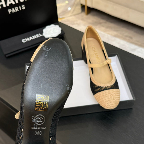 CC 25P Mary Jane 50mm Beige Nero Rafia 373791