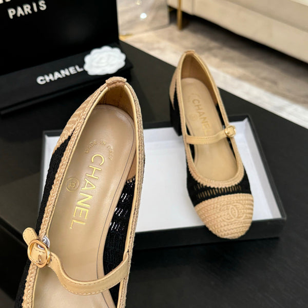 CC 25P Mary Jane 50mm Beige Nero Rafia 373791