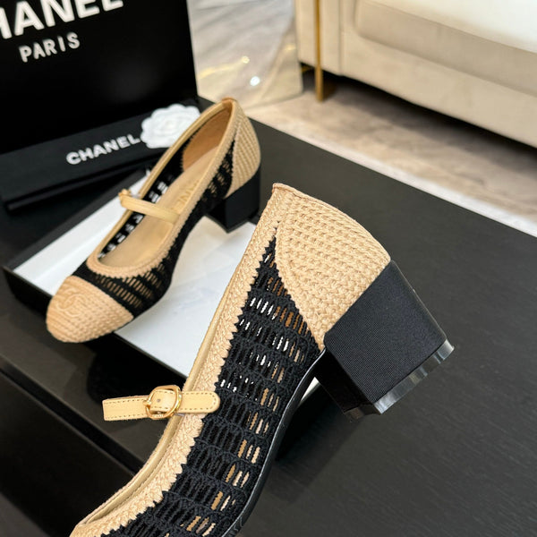 CC 25P Mary Jane 50mm Beige Nero Rafia 373791