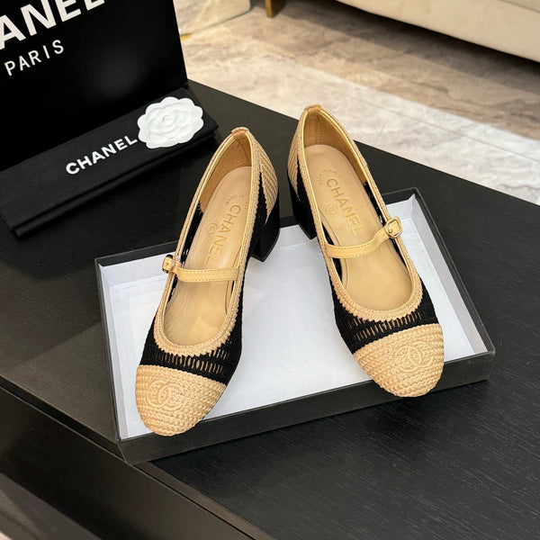 CC 25P Mary Jane 50mm Beige Nero Rafia 373791