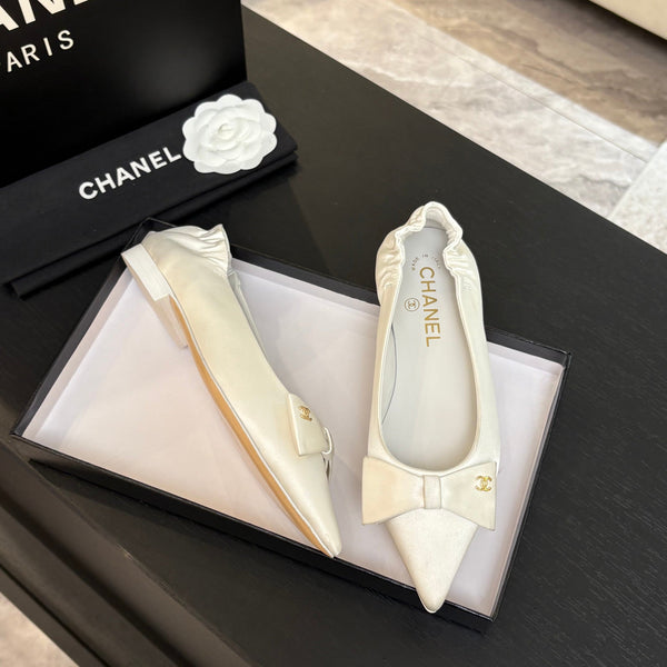 CC 25A Ballerina in raso avorio e pelle di pecora 373780