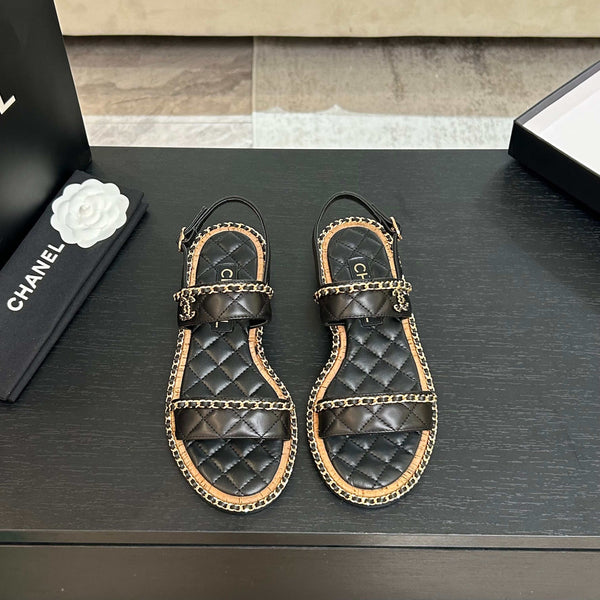 Sandalo CC 25K in pelle con catena da 10 mm in vitello