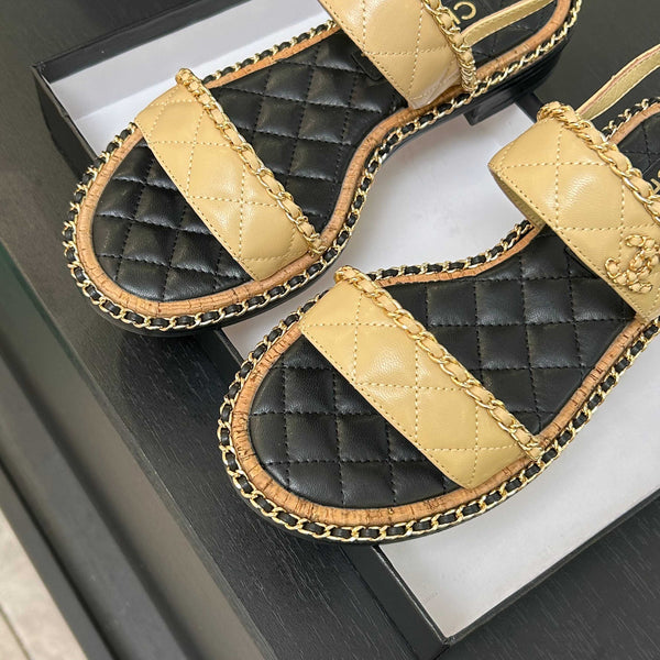 Sandalo CC 25K in pelle con catena da 10 mm in vitello