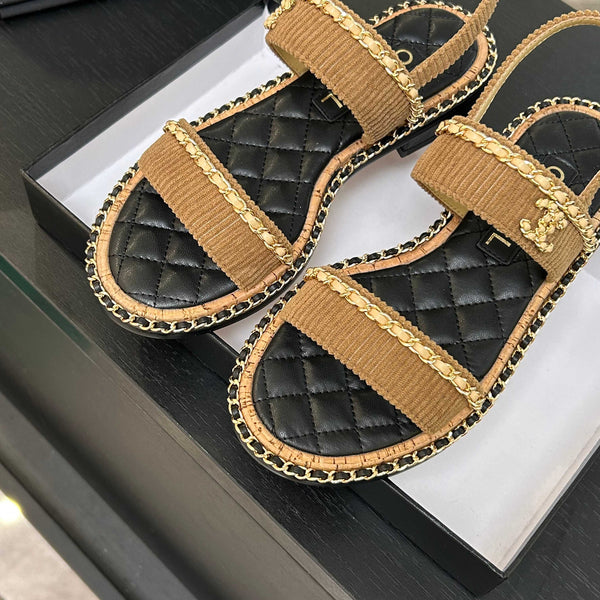 Sandalo CC 25K in pelle con catena da 10 mm in vitello