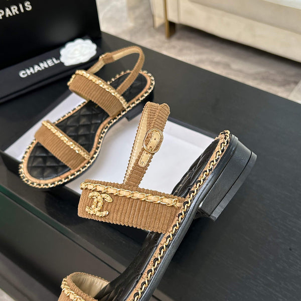 Sandalo CC 25K in pelle con catena da 10 mm in vitello