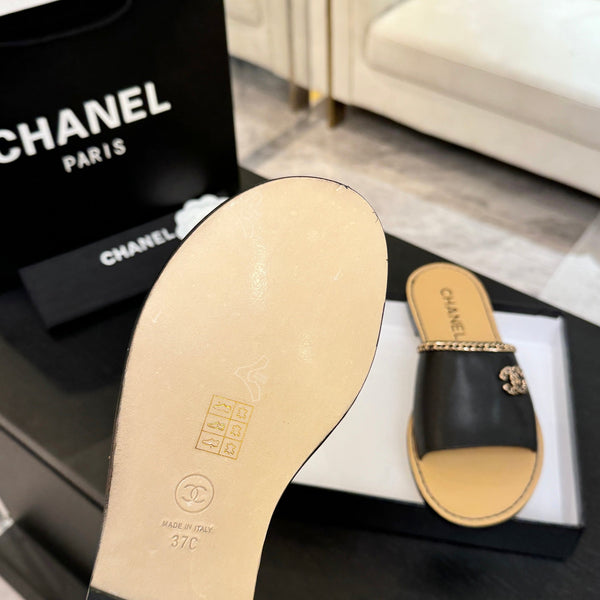 CC 26C Double C Chaîne Croisée Noir Beige Peau d'agneau