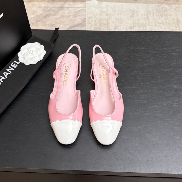 CC 26s Classic Slingback Flat Pink White Patent Leather 907642