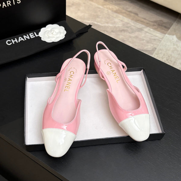 CC 26s Classic Slingback Flat Pink White Patent Leather 907642