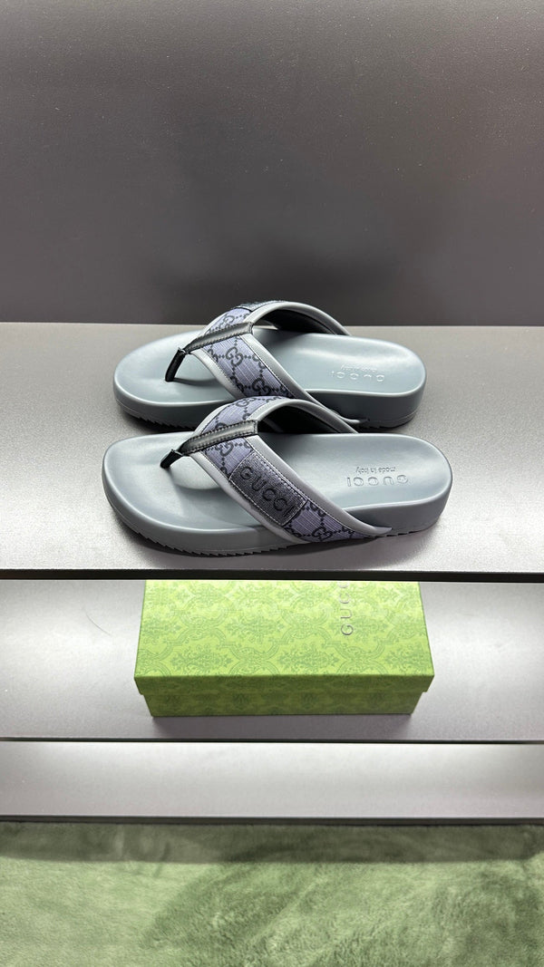 GG Men's Thong Sandals Purple Grey Polyester Leather 547243