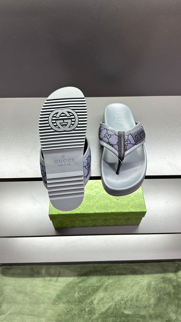 GG Men's Thong Sandals Purple Grey Polyester Leather 547243