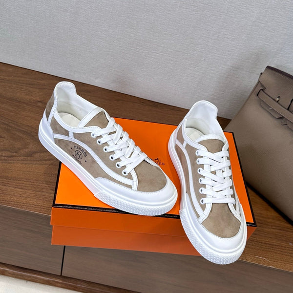 HM Get Sneaker Olive Gray White Suede Cowhide 543793