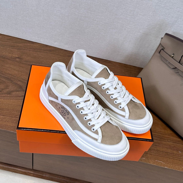 HM Get Sneaker Olive Gray White Suede Cowhide 543793