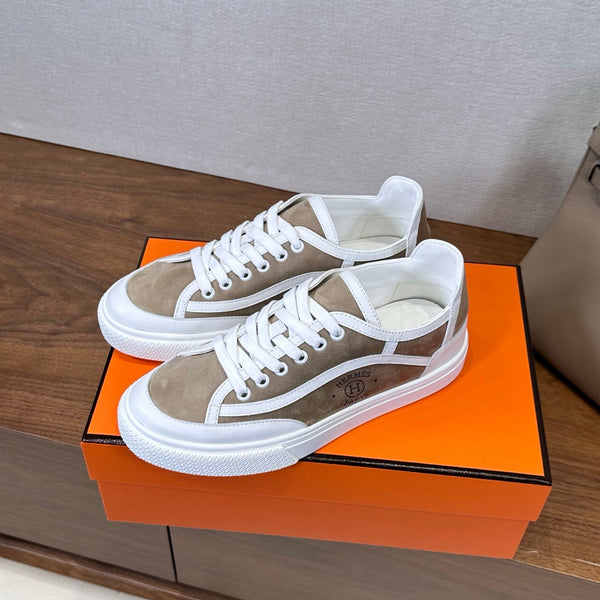 HM Get Sneaker Olive Gray White Suede Cowhide 543793