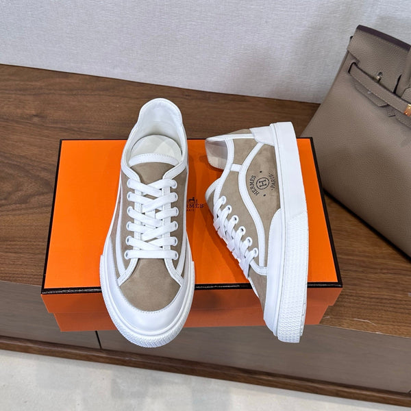 HM Get Sneaker Olive Gray White Suede Cowhide 543793