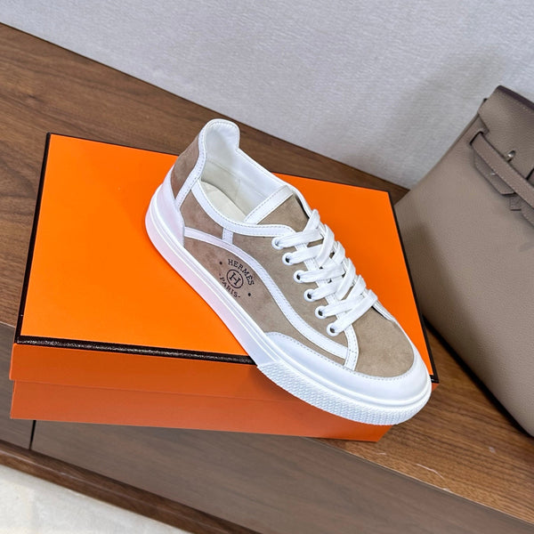 HM Get Sneaker Olive Gray White Suede Cowhide 543793