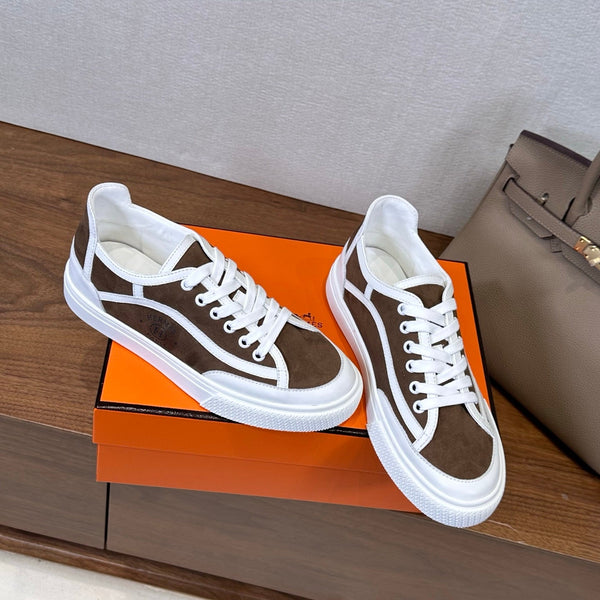HM Get Sneaker Deep Brown White Suede Cowhide 543795