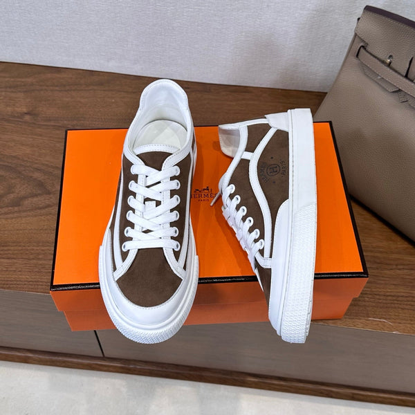 HM Get Sneaker Deep Brown White Suede Cowhide 543795