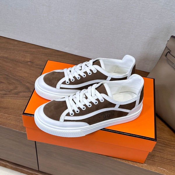 HM Get Sneaker Deep Brown White Suede Cowhide 543795