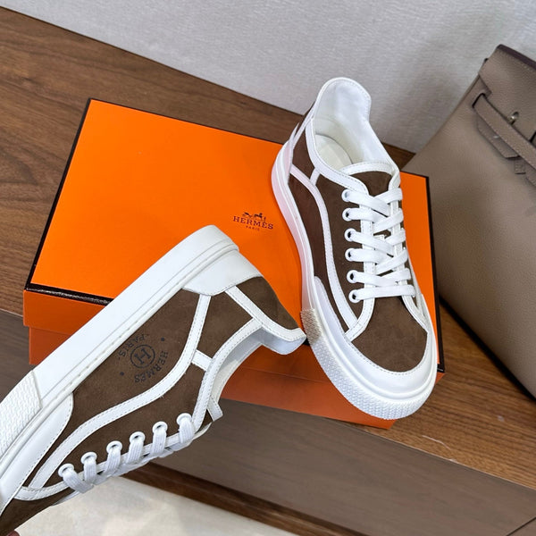 HM Get Sneaker Deep Brown White Suede Cowhide 543795