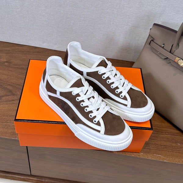HM Get Sneaker Deep Brown White Suede Cowhide 543795