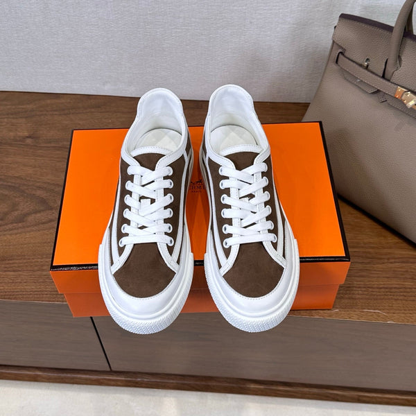 HM Get Sneaker Deep Brown White Suede Cowhide 543795