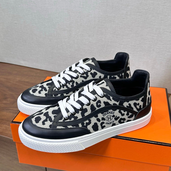 HM Get Sneaker Black White Prunoir Canvas and Calfskin 543797