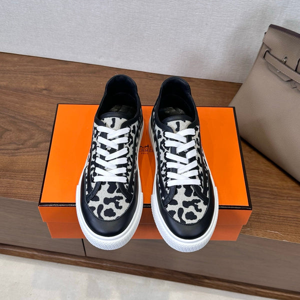 HM Get Sneaker Black White Prunoir Canvas and Calfskin 543797