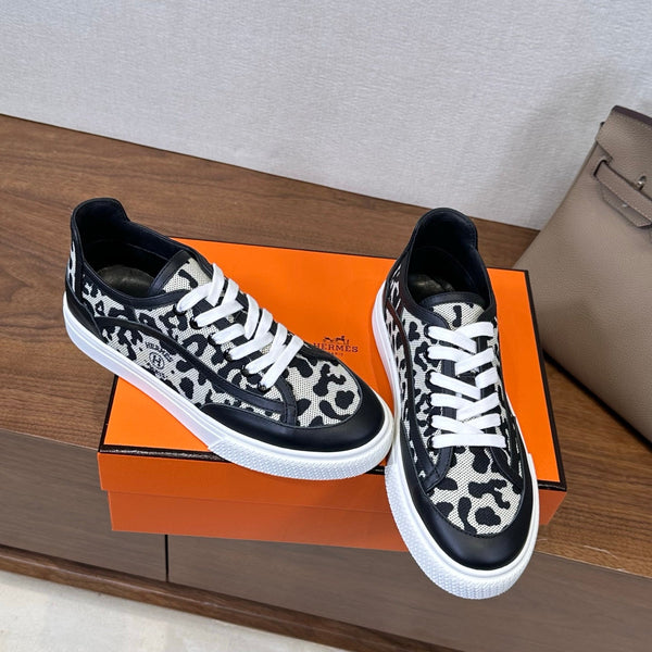 HM Get Sneaker Black White Prunoir Canvas and Calfskin 543797