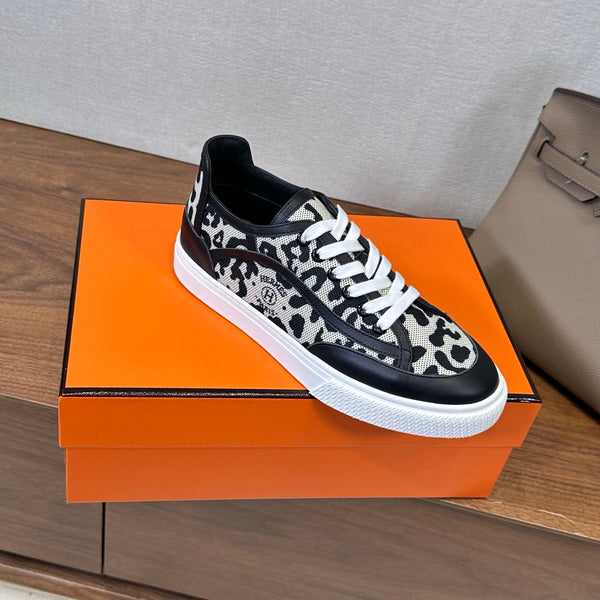 HM Get Sneaker Black White Prunoir Canvas and Calfskin 543797