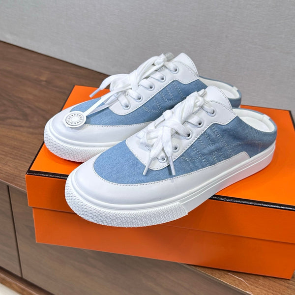 HM Deep Sneaker White Blue Cowhide Fabric 543802