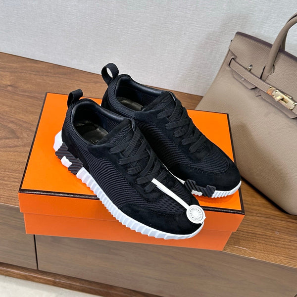 HM 26S Bouncing Sneaker In Black mix White Suede Mesh 543807