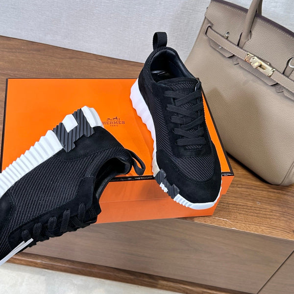 HM 26S Bouncing Sneaker In Black mix White Suede Mesh 543807