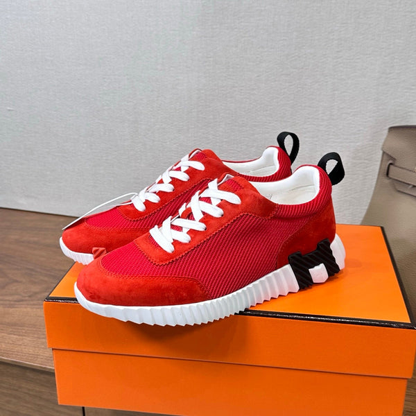 HM 26S Bouncing Sneaker In Red mix White Suede Mesh 543809