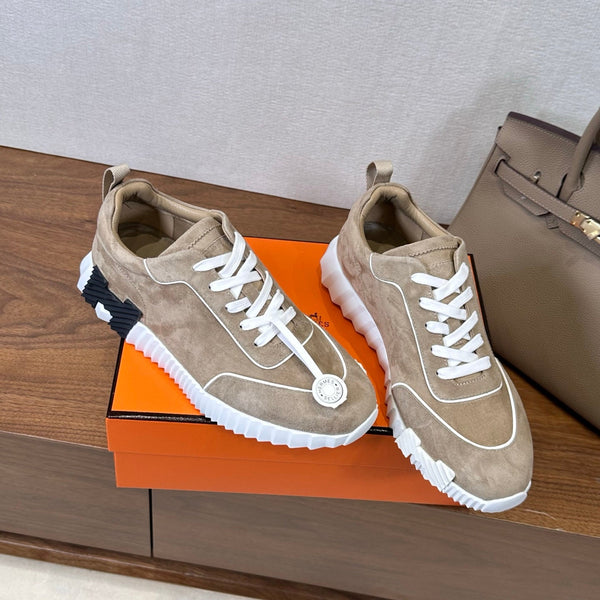 HM 26S Bouncing Sneaker In Taupe mix White Suede 543813