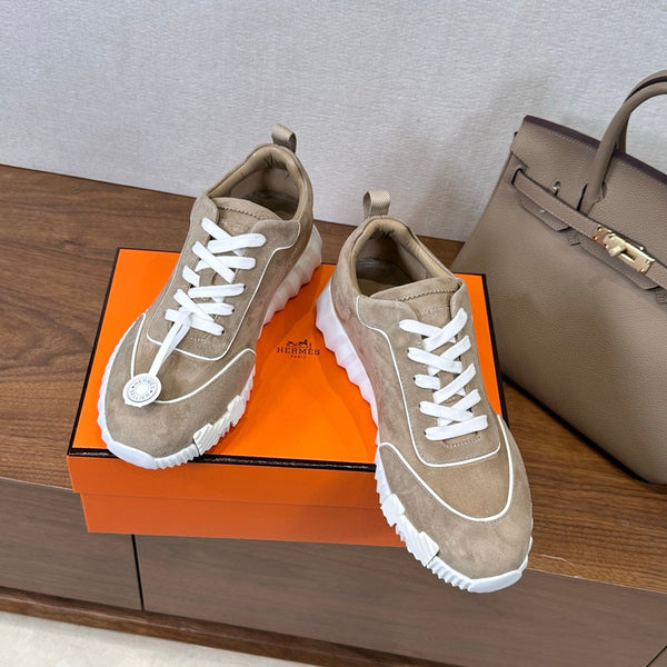 HM 26S Bouncing Sneaker In Taupe mix White Suede 543813