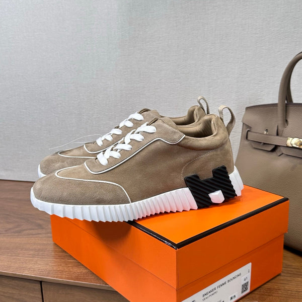 HM 26S Bouncing Sneaker In Taupe mix White Suede 543813