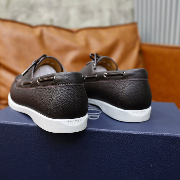 CD GRANVILLE BOAT SHOE DARK BROWN GRAINED CALFSKIN
