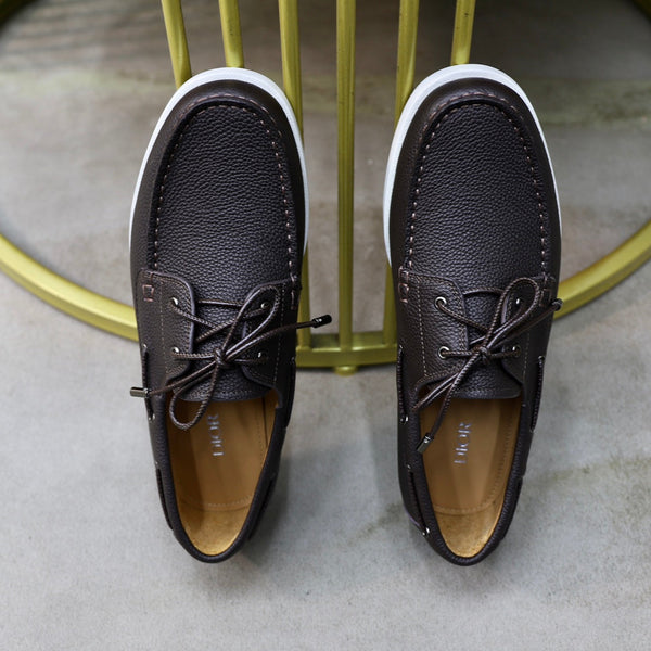 CD GRANVILLE BOAT SHOE DARK BROWN GRAINED CALFSKIN