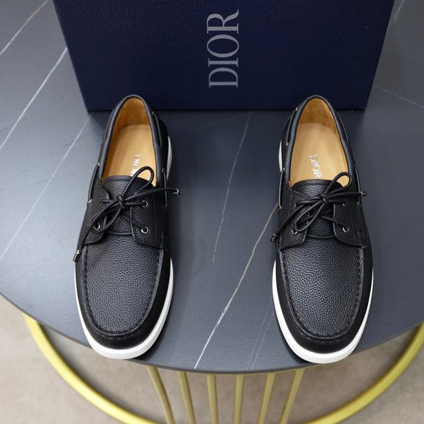CD GRANVILLE BOAT SHOE BLACK GRAINED CALFSKIN