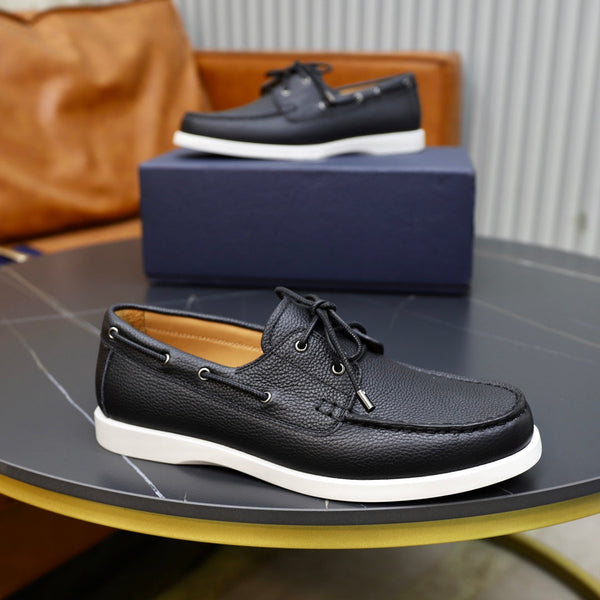 CD GRANVILLE BOAT SHOE BLACK GRAINED CALFSKIN