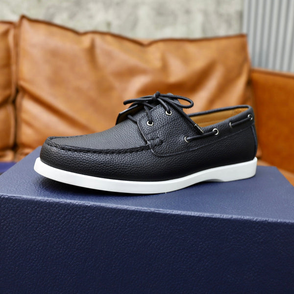 CD GRANVILLE BOAT SHOE BLACK GRAINED CALFSKIN
