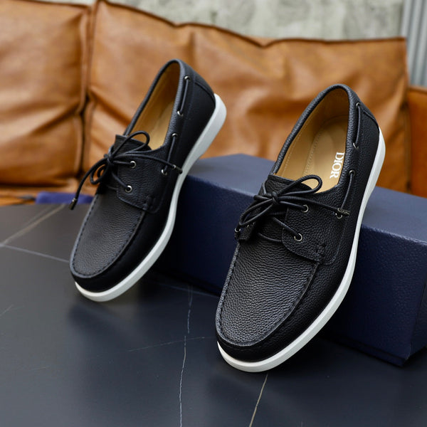 CD GRANVILLE BOAT SHOE BLACK GRAINED CALFSKIN