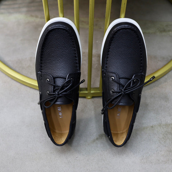 CD GRANVILLE BOAT SHOE BLACK GRAINED CALFSKIN