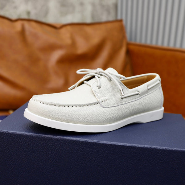 CD GRANVILLE BOAT SHOE WHITE GRAINED CALFSKIN