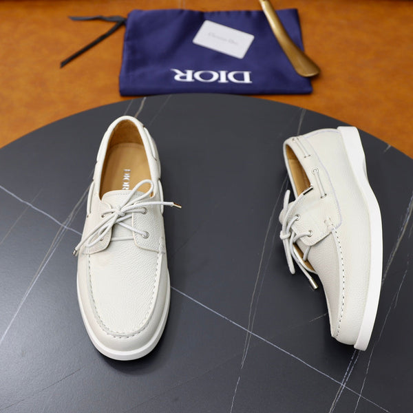 CD GRANVILLE BOAT SHOE WHITE GRAINED CALFSKIN
