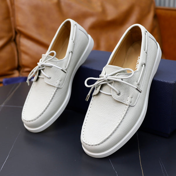 CD GRANVILLE BOAT SHOE WHITE GRAINED CALFSKIN
