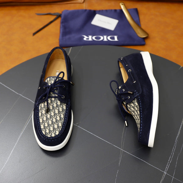 CD GRANVILLE SCARPA DA BARCA IN CAMOSCIO BLU MARINO-BEIGE