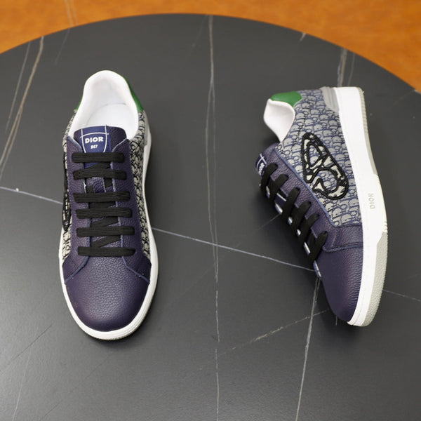 CD LOW TOP BASIC SNEAKER NAVY AND BEIGE JACQUARD