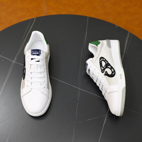 CD LOW TOP BASIC SNEAKER WHITE CALFSKIN AND JACQUARD