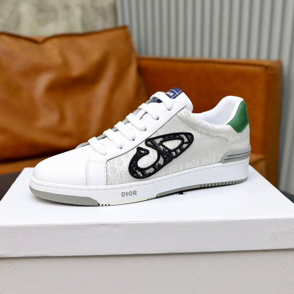 CD LOW TOP BASIC SNEAKER WHITE CALFSKIN AND JACQUARD
